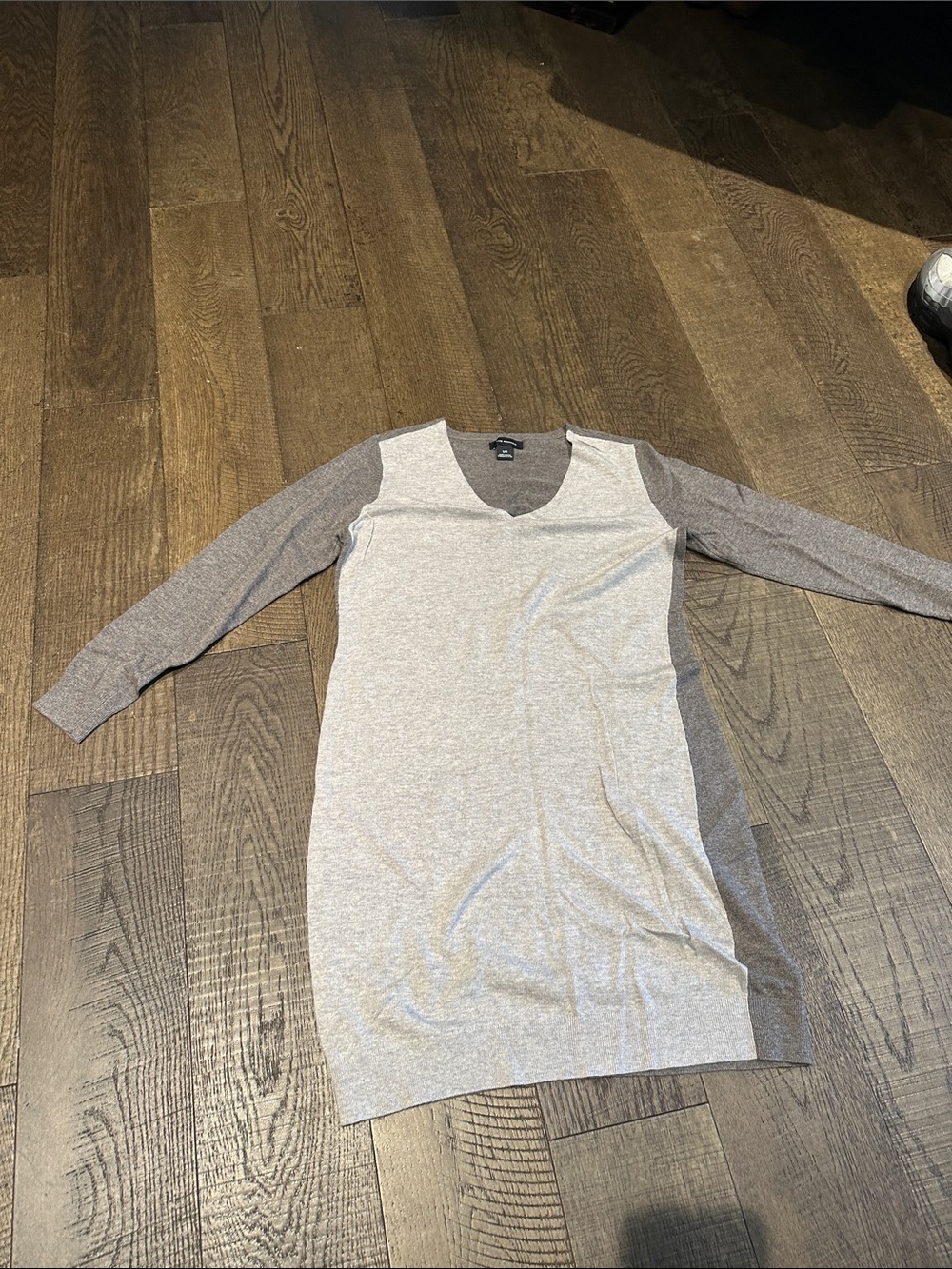 Club Monaco Two-Tone Gray V-Neck Sweater Dress
